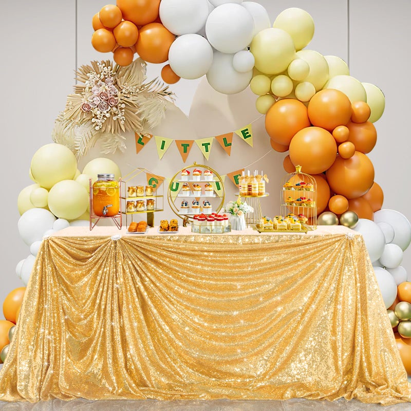 B.Cool B-COOL Gold Sequin Tablecloth Party Glitter Tablecloth Sparkly Table Cloth 60x102 Inches Rectangle Classy Elegant Tablecloth for Christmas Halloween Theme Parties Table Decorations - Image 2